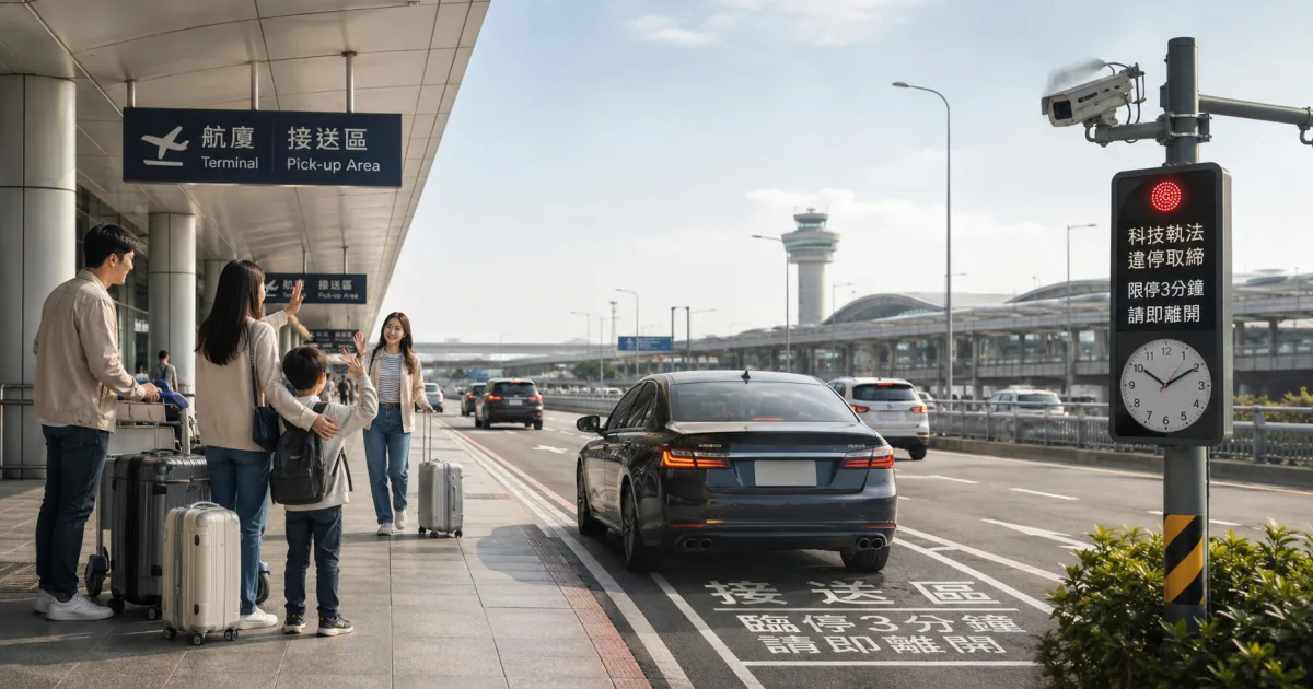 桃園機場科技執法上路：接送停逾3分鐘，最高罰1,200元