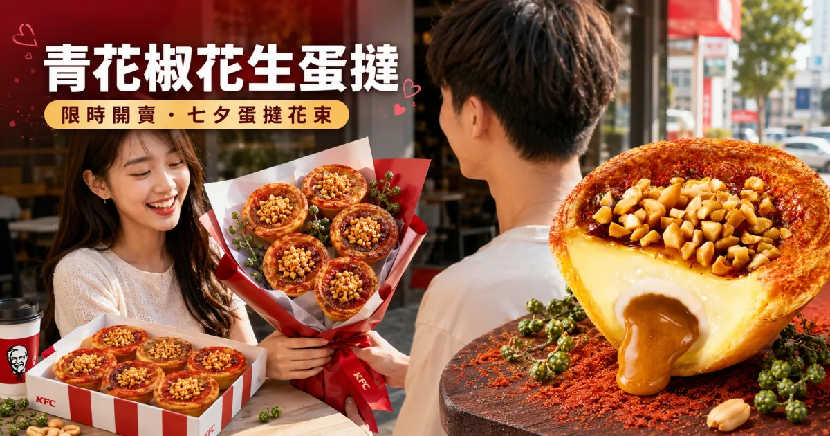 肯德基青花椒花生蛋撻8/11登場！價格、販售時間與七夕蛋撻花束一次看
