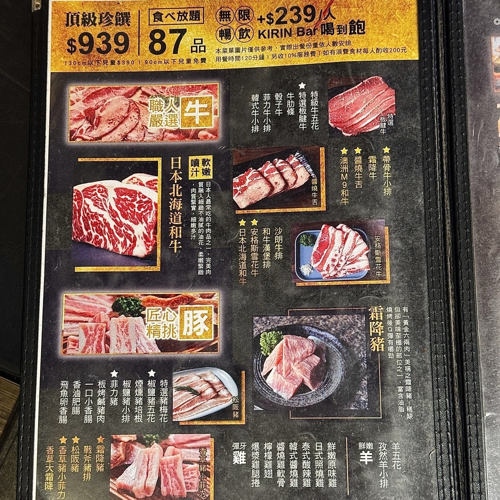 新莊豚野日式炭火燒肉939元菜單.JPG